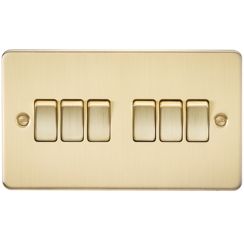 Knightsbridge Flat Plate 10AX 6G 2-way switch - brushed brass