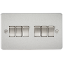 Knightsbridge Flat Plate 10AX 6G 2-way switch - brushed chrome