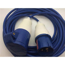 16A 230V Blue Arctic Male to Female Electric Mains Hook Up Extension Cable Lead - 5m