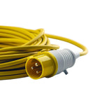 16A 110V Yellow Arctic Male to Female Electric Mains Hook Up Extension Cable Lead - 20m