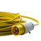 16A 110V Yellow Arctic Male to Female Electric Mains Hook Up Extension Cable Lead - 1m