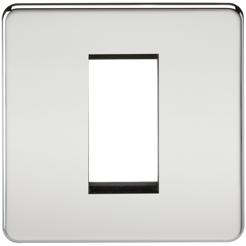 Knightsbridge Screwless 1G Modular Faceplate - Polished Chrome