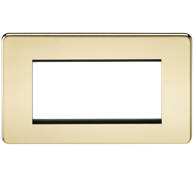 Knightsbridge Screwless 4G Modular Faceplate - Polished Brass