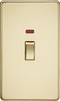 Knightsbridge 45A 2G DP switch with neon - polished brass