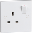 13A White 1G Single 230V UK 3 Pin Switched Electric Wall Socket