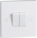 10A White 2G Twin 2 Way 230V Electric Wall Plate Switch