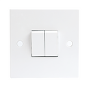 10A White 2G Twin 2 Way 230V Electric Wall Plate Switch