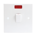 20A White 1G Double Pole 230V Electric Wall Plate Switch With Neon