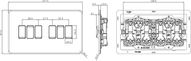 Knightsbridge Screwless 10AX 6G 2-Way Switch - Matt White