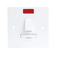13A White Switched Connection Unit with Neon Fused & Flex Spur Electric Wall Plate