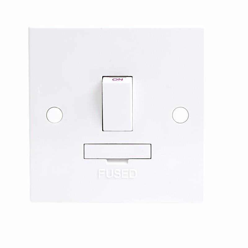 13A White Switched Connection Unit DP Fused & Flex Outlet Electric Wall Plate
