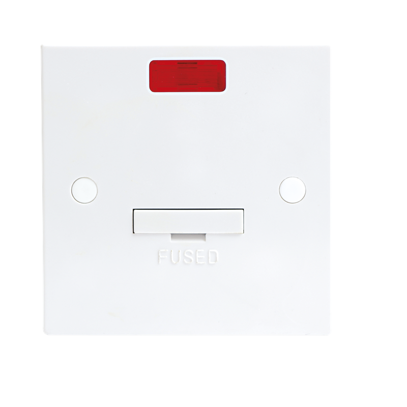 13A White Connection Unit with Neon Fused & Flex Outlet Electric Wall Plate