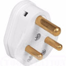 5A White Plastic Electrical Round Pin Plug Top Unfused