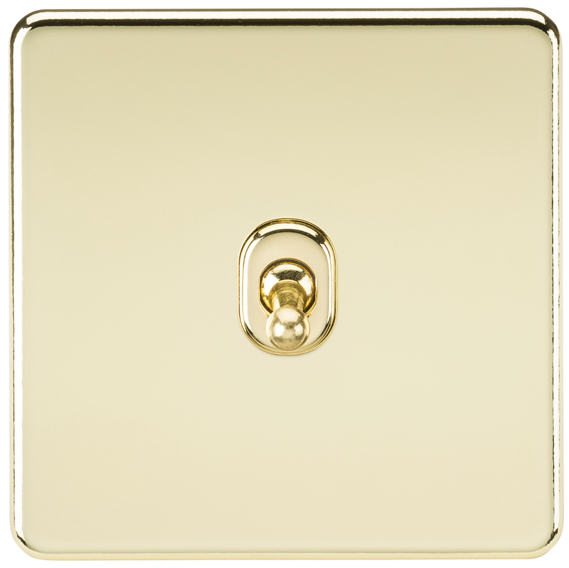 Knightsbridge Screwless 10AX 1G 2-Way Toggle Switch - Polished Brass