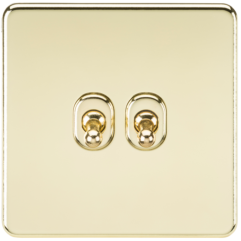 Knightsbridge Screwless 10AX 2G 2-Way Toggle Switch - Polished Brass