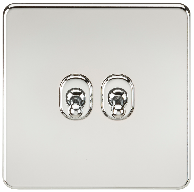 Knightsbridge Screwless 10AX 2G 2-Way Toggle Switch - Polished Chrome