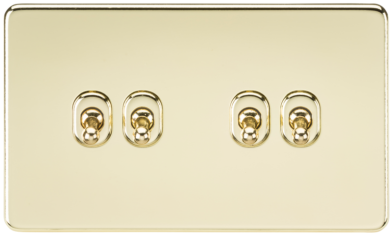 Knightsbridge Screwless 10AX 4G 2-Way Toggle Switch - Polished Brass