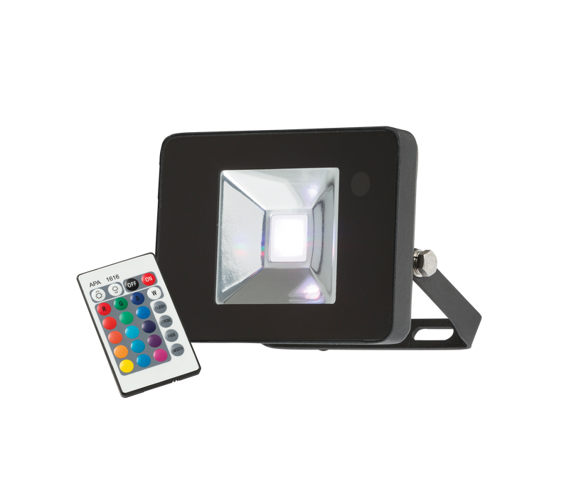 Knightsbridge 230V IP65 10W RGB LED Black Die-Cast Aluminium Floodlight