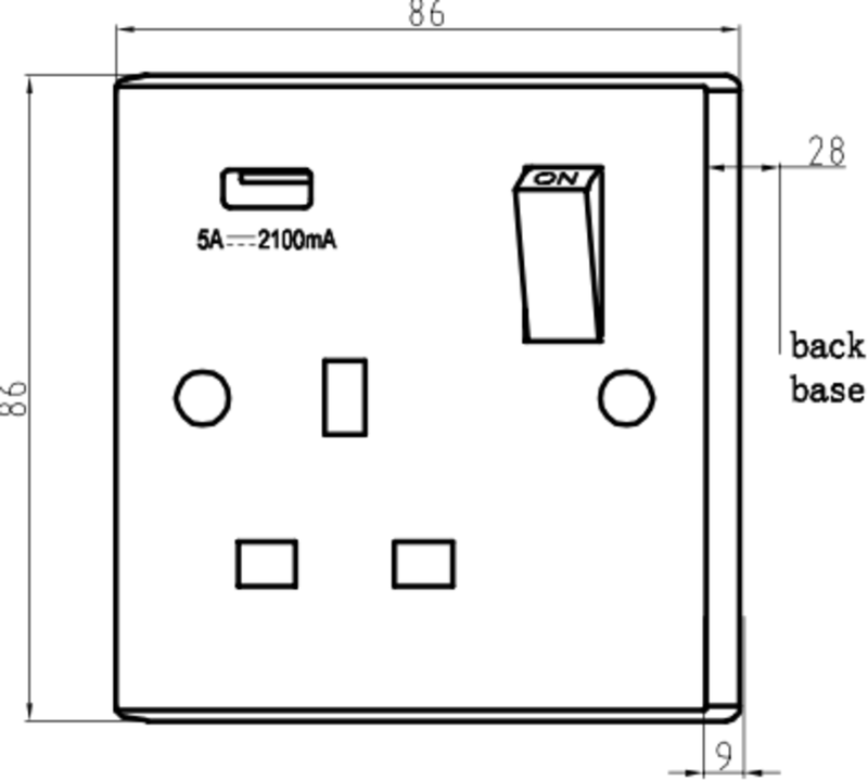 Knightsbridge 13A 1G Switched Socket with USB Charger 5V DC 2.1A