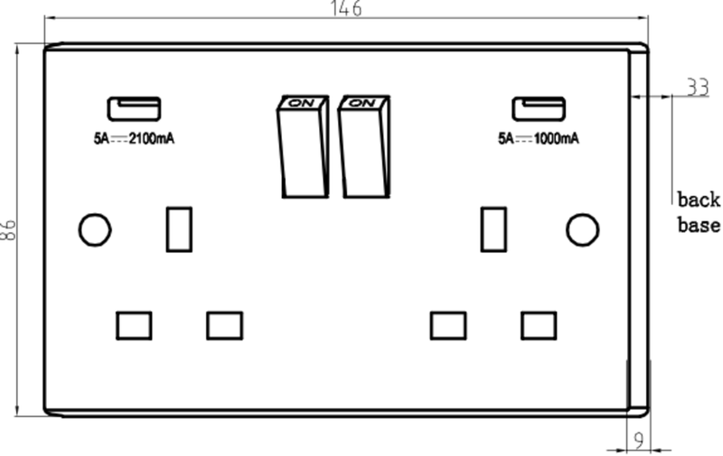 Knightsbridge 13A 2G Switched Socket with Dual USB Charger 5V DC 3.1A