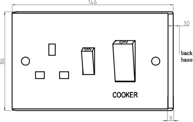 Knightsbridge 45A DP Cooker Switch and 13A Socket