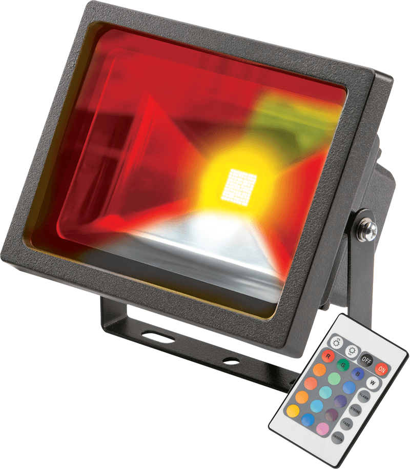 IP65 Adjustable Low Energy LED Security RGB Floodlight Black Aluminium - 10W