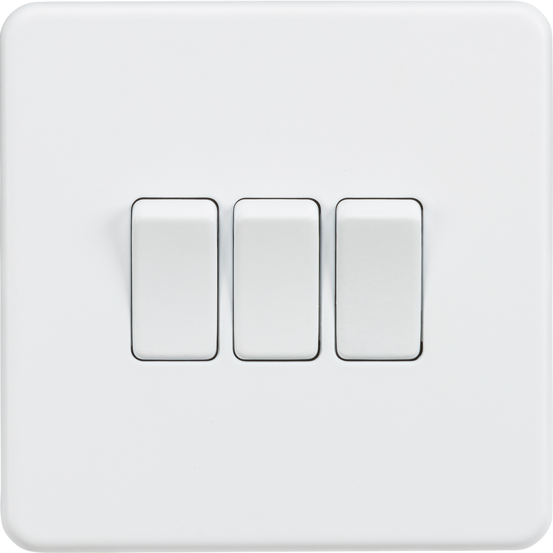 Knightsbridge Screwless 10AX 3G 2-Way Switch - Matt White