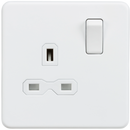 Knightsbridge Screwless 13A 1G DP switched socket - Matt white with white insert