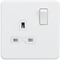 Knightsbridge Screwless 13A 1G DP switched socket - Matt white with white insert