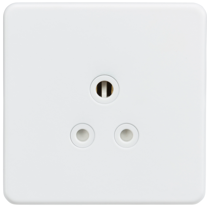 Knightsbridge Screwless 5A Unswitched Round Socket - Matt White