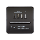 1G Screwless Matt Black Quad USB 5V Charger Outlet
