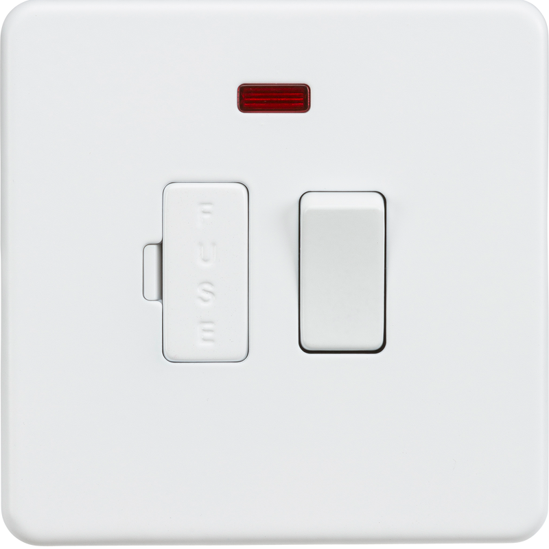 Knightsbridge Screwless 13A Switched Fused Spur Unit with Neon - Matt White