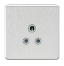 Knightsbridge Screwless 5A Unswitched Round Socket - Brushed Chrome with Grey Insert