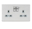 Knightsbridge Screwless 13A 2G DP switched socket - Brushed chrome with grey insert