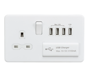 Knightsbridge Screwless 13A switched socket with quad USB charger (5.1A) - matt white