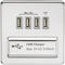 Knightsbridge Screwless Quad USB charger Outlet (5.1A) - Polished chrome with grey insert