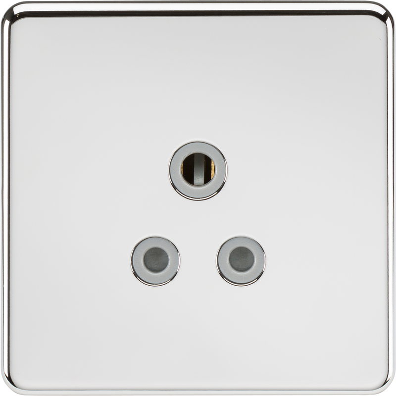 Knightsbridge Screwless 5A Unswitched Socket - Polished Chrome with Grey Insert