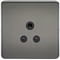 1G 5A Screwless Black Nickel Round Pin 230V Unswitched Electrical Wall Socket - Black Insert