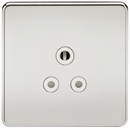 1G 5A Screwless Polished Chrome Round Pin 230V Unswitched Electrical Wall Socket - White Insert