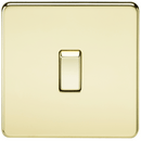 20A 1G DP 230V Screwless Polished Brass Electric Wall Plate Switch