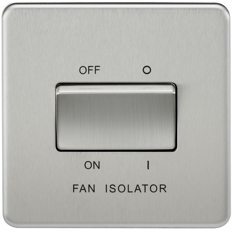 10A 1G 3 Pole 230V Screwless Brushed Chrome Electric Fan Isolator Switch
