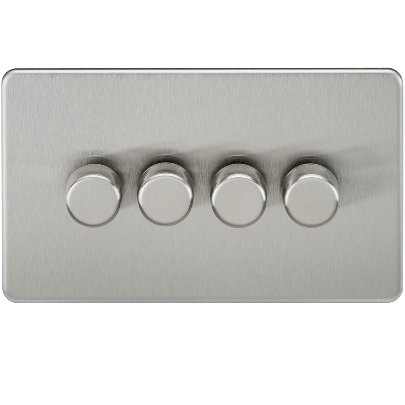 10-200W 4G 2 Way Screwless Brushed Chrome 230V Electric Dimmer Switch LED Compatible
