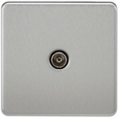Coaxial TV Outlet 1G Screwless Brushed Chrome Un-Isolated Wall Plate