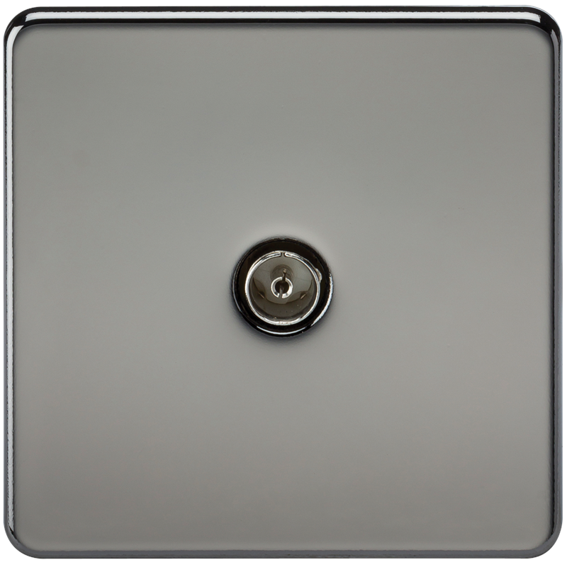 Coaxial TV Outlet 1G Screwless Black Nickel Un-Isolated Wall Plate