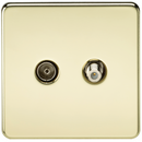 Coaxial TV and SAT TV Outlet 1G Screwless Polished Brass Isolated Wall Plate