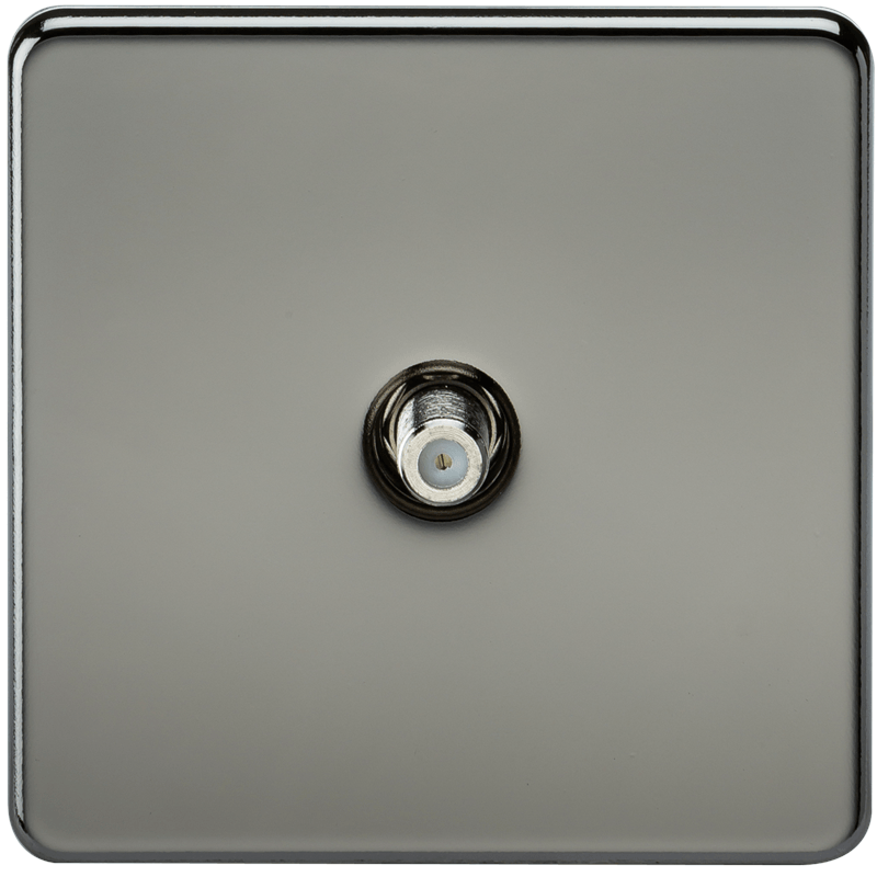 SAT TV Outlet 1G Screwless Black Nickel Non-Isolated Wall Plate