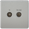 Screened Diplex TV and FM DAB Outlet 1G Screwless Brushed Chrome Wall Plate
