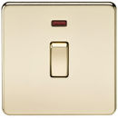20A 1G DP 230V Screwless Polished Brass Electric Wall Plate Switch with Neon