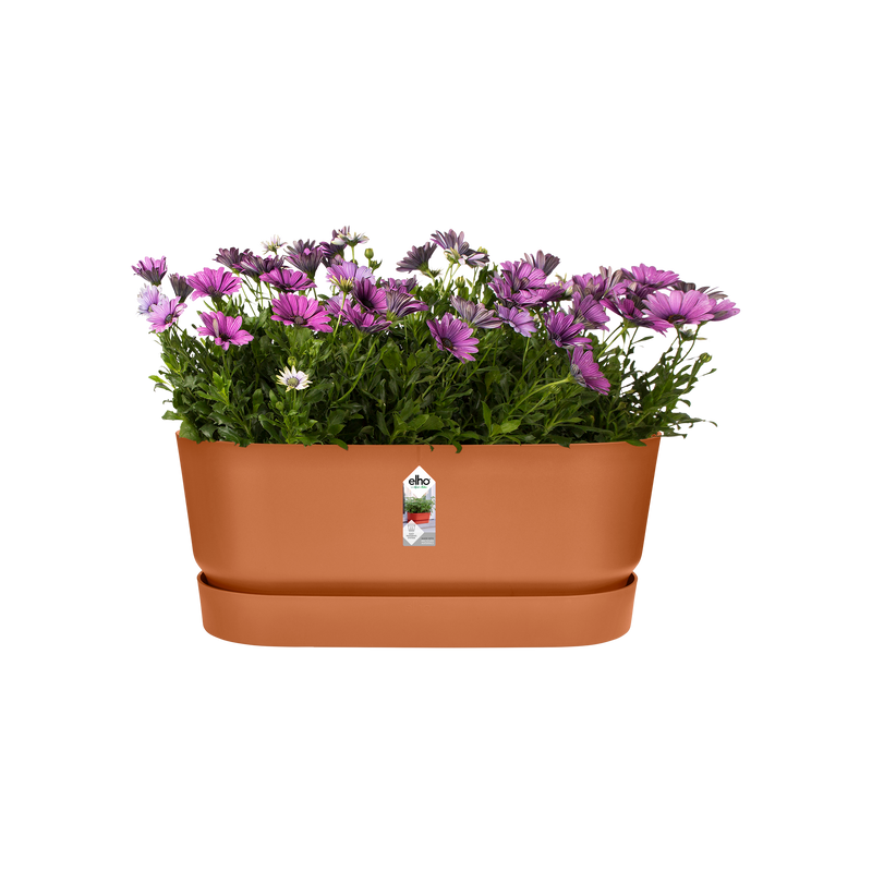 Elho Greenville Terrace Trough 60 Wheels - Planter - Ginger Brown - Outdoor! - L 26.30 x W 58.90 x H 33.50 cm