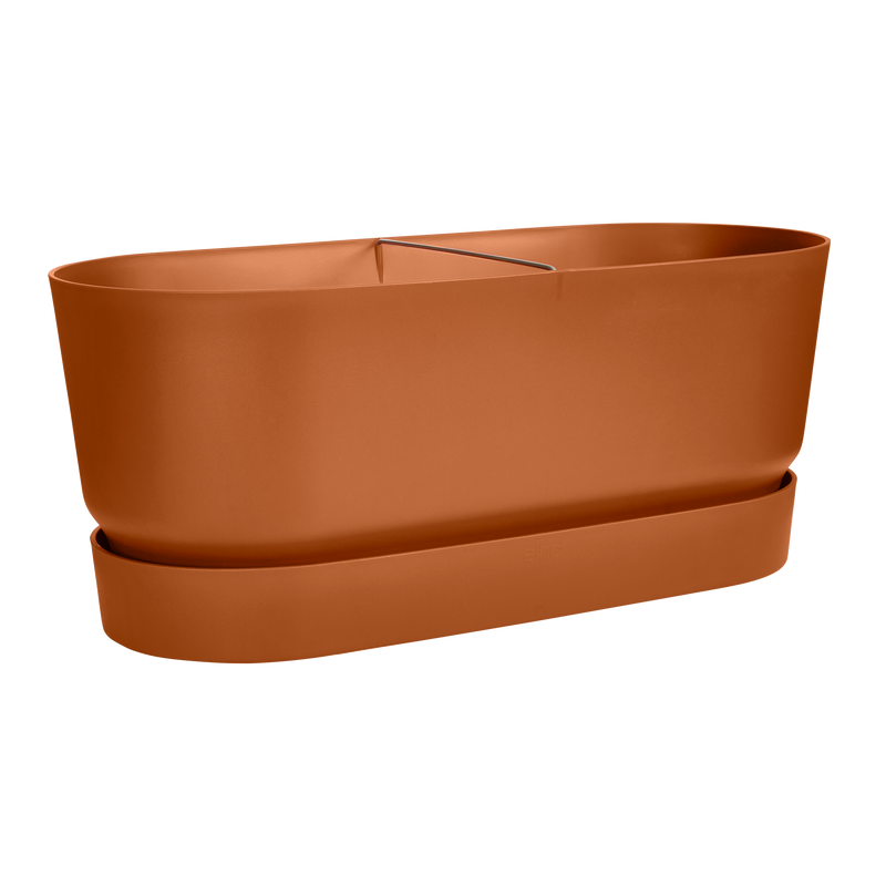 Elho Greenville Terrace Trough 60 Wheels - Planter - Ginger Brown - Outdoor! - L 26.30 x W 58.90 x H 33.50 cm